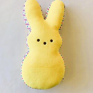 Huge Yellow Peeps Plush Stuffed  Easter Bunny w/ Rainbow Polka Dots Peep 17”